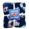Soccer Balls Navy Anti-Pill Premium No Sew Throw Fleece Fabric Kit (White Backing)